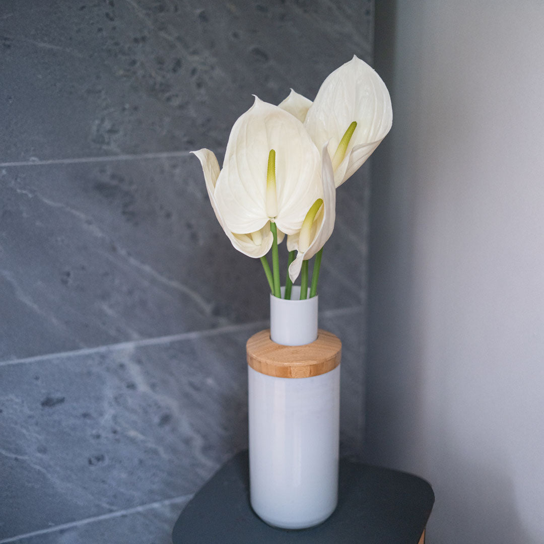 Flowrette Anthurium crème fleur artificielle tige x1 Real Touch