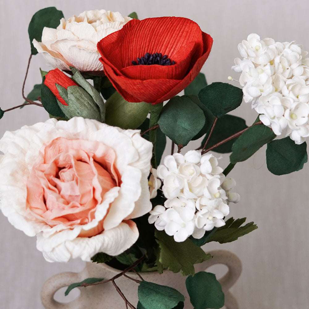 Flowrette Fleurs en papier bouquet Delaunay rose rouge