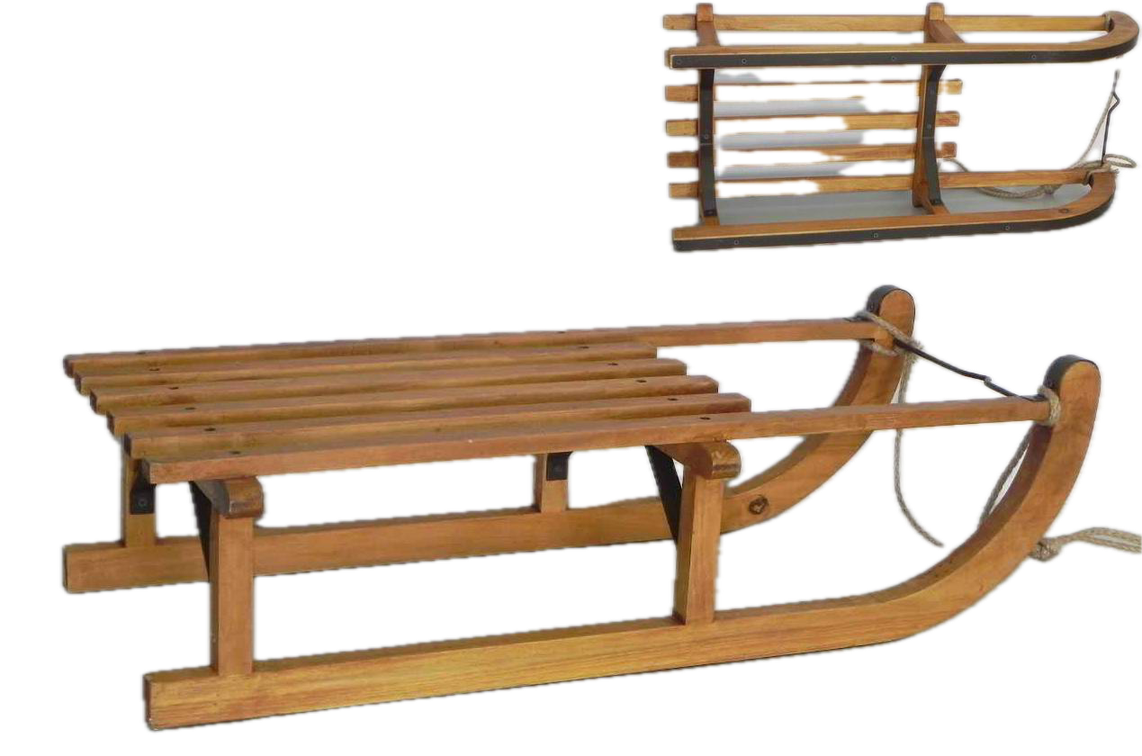 Feuillazur Rungis Luge en bois déco Noël montagne 80x37x20 cm
