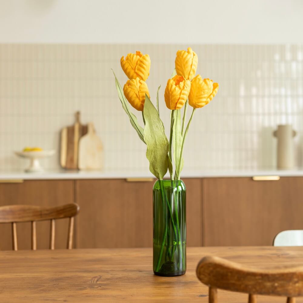 Flowrette Tulipe en papier jaune tige x1 sans entretien