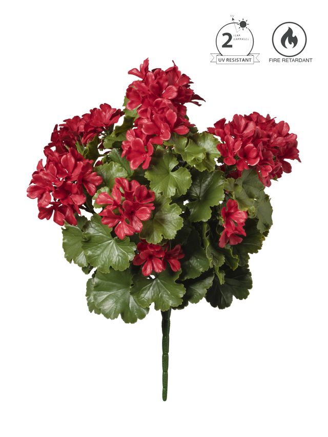 Feuillazur Rungis Geranium fleur artificielle rouge 50 cm