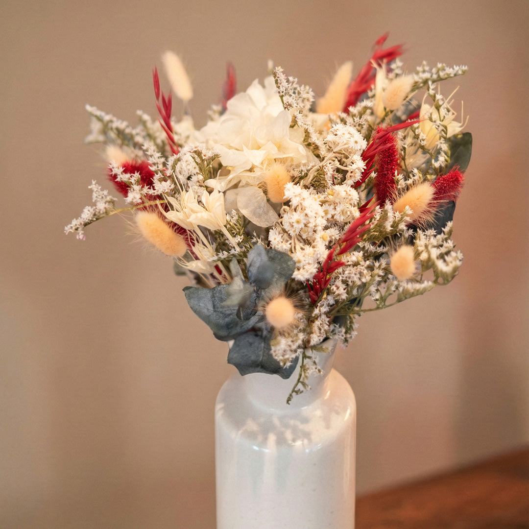 Flowrette Cupidon bouquet fleurs séchées M hortensia blanc