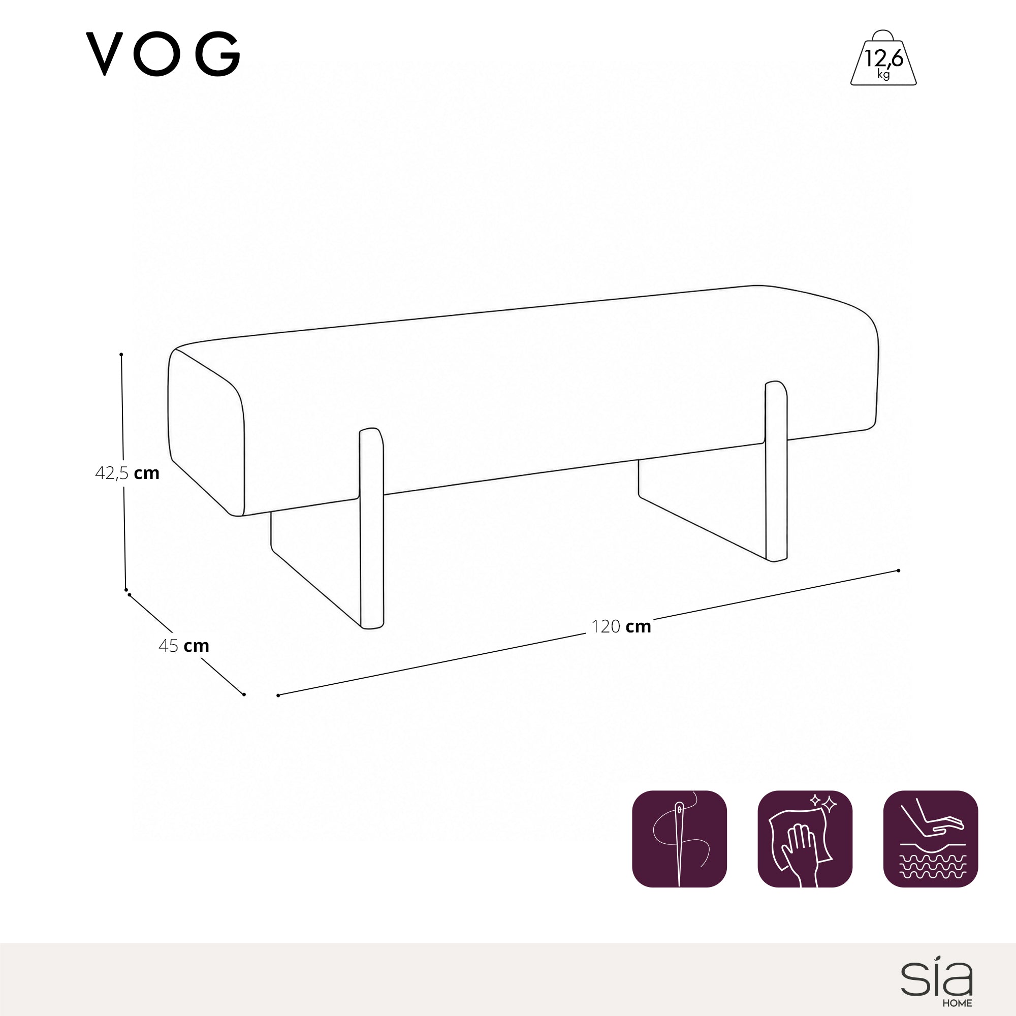 Sia Vog Banc tissu tramé motif gris bleu