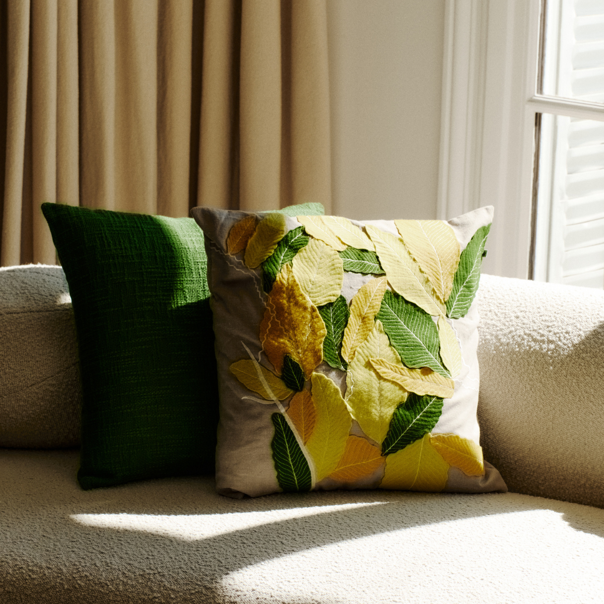 Sia Home Fresh housse de coussin 50 cm jaune feuilles
