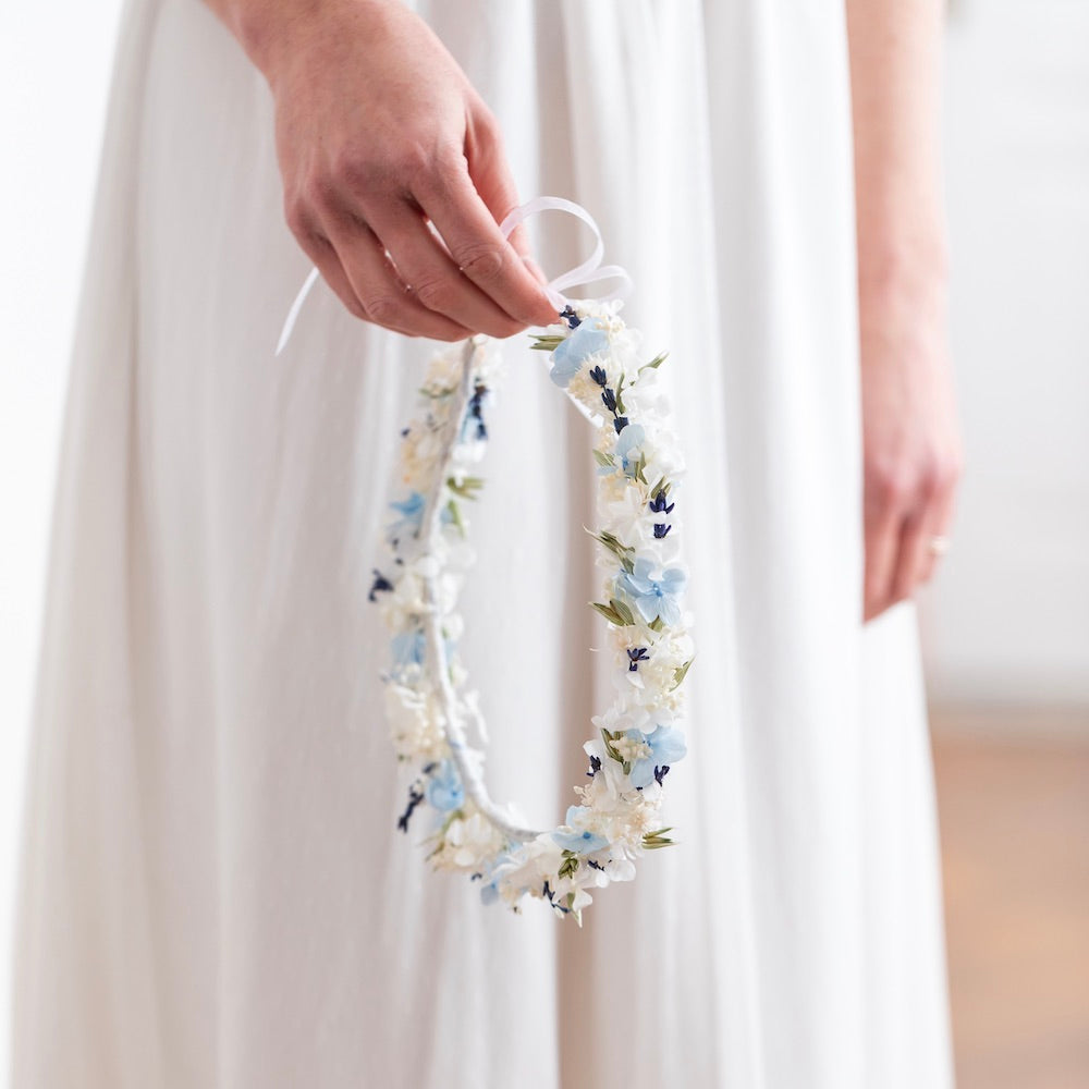 Flowrette Camille couronne fleurs mariage ruban ajustable