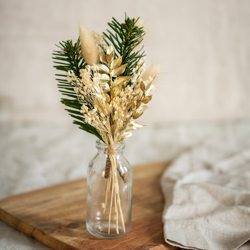 Flowrette Fleurs séchées Petit bouquet Noël bouquet vert x1