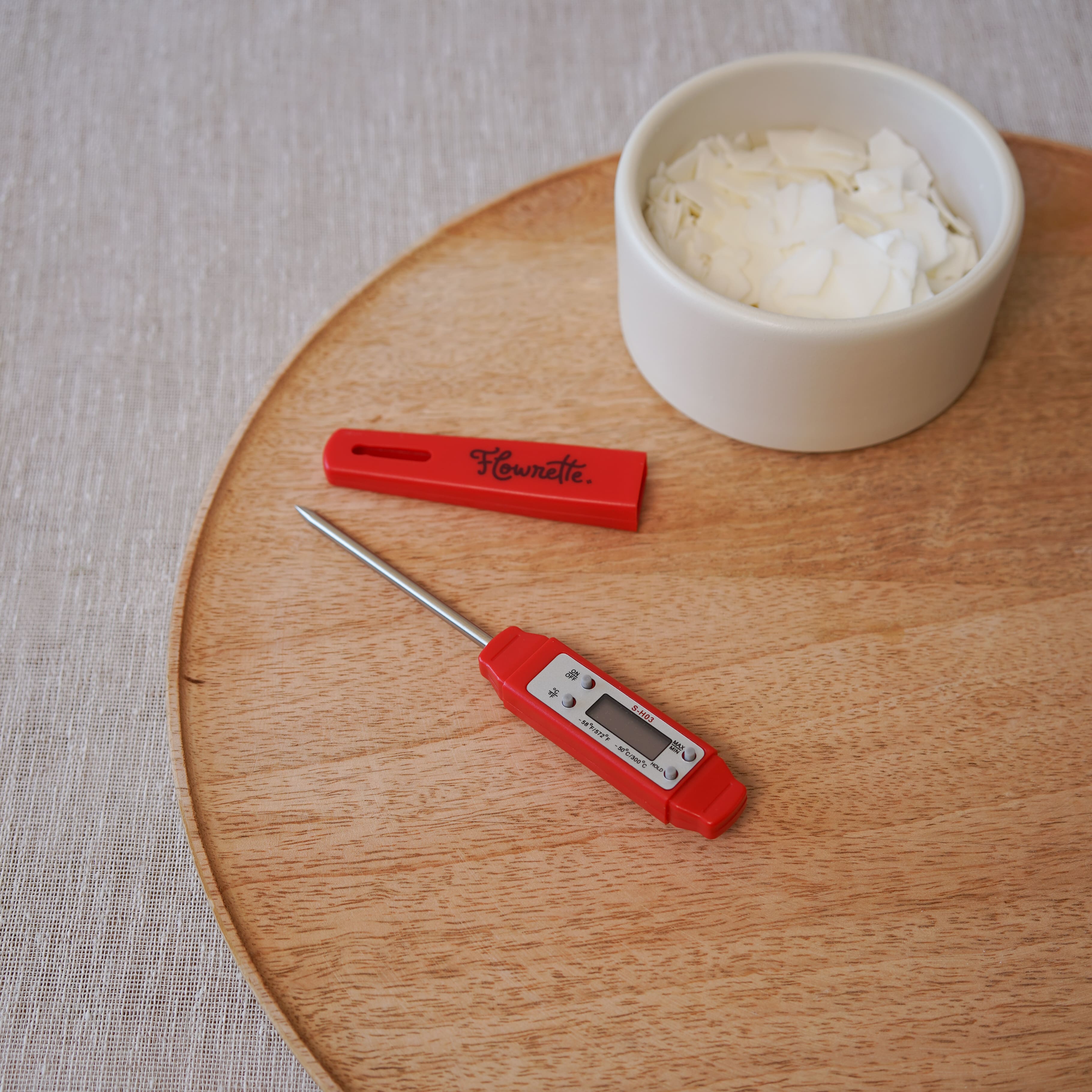 Flowrette Thermomètre digital bougie DIY rouge inox