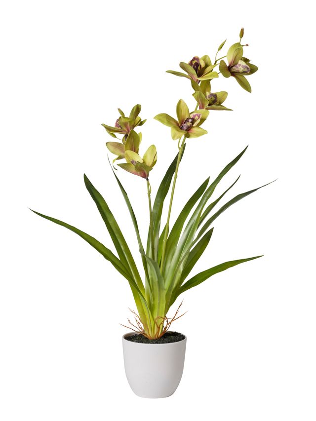Feuillazur Orchidées avec pot fleur artificielle 57cm rose