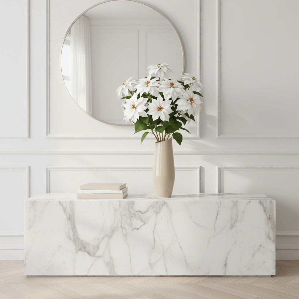 Sia Tiges Poinsettia fleur artificielle blanche 89 cm