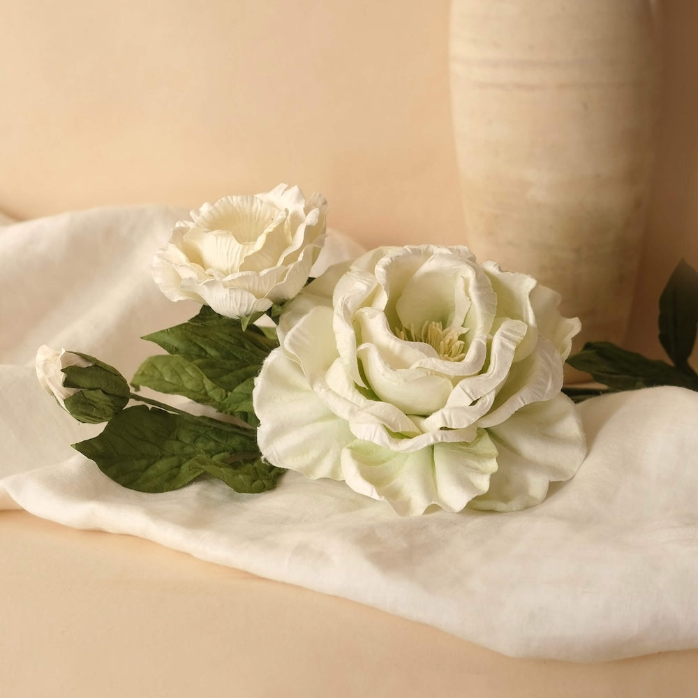 Flowrette Rose Caroline fleur papier blanche x1