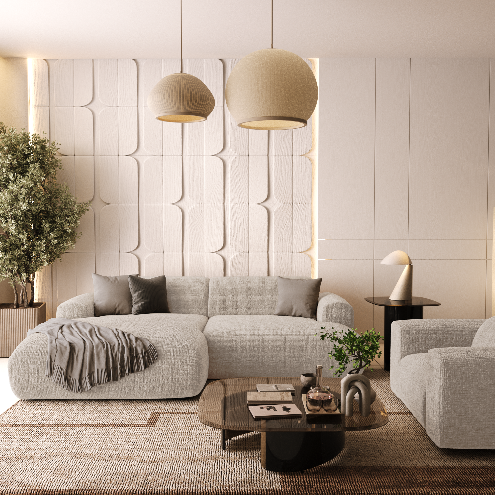 Sia Home Myra Canapé d'angle gauche 5 places crème