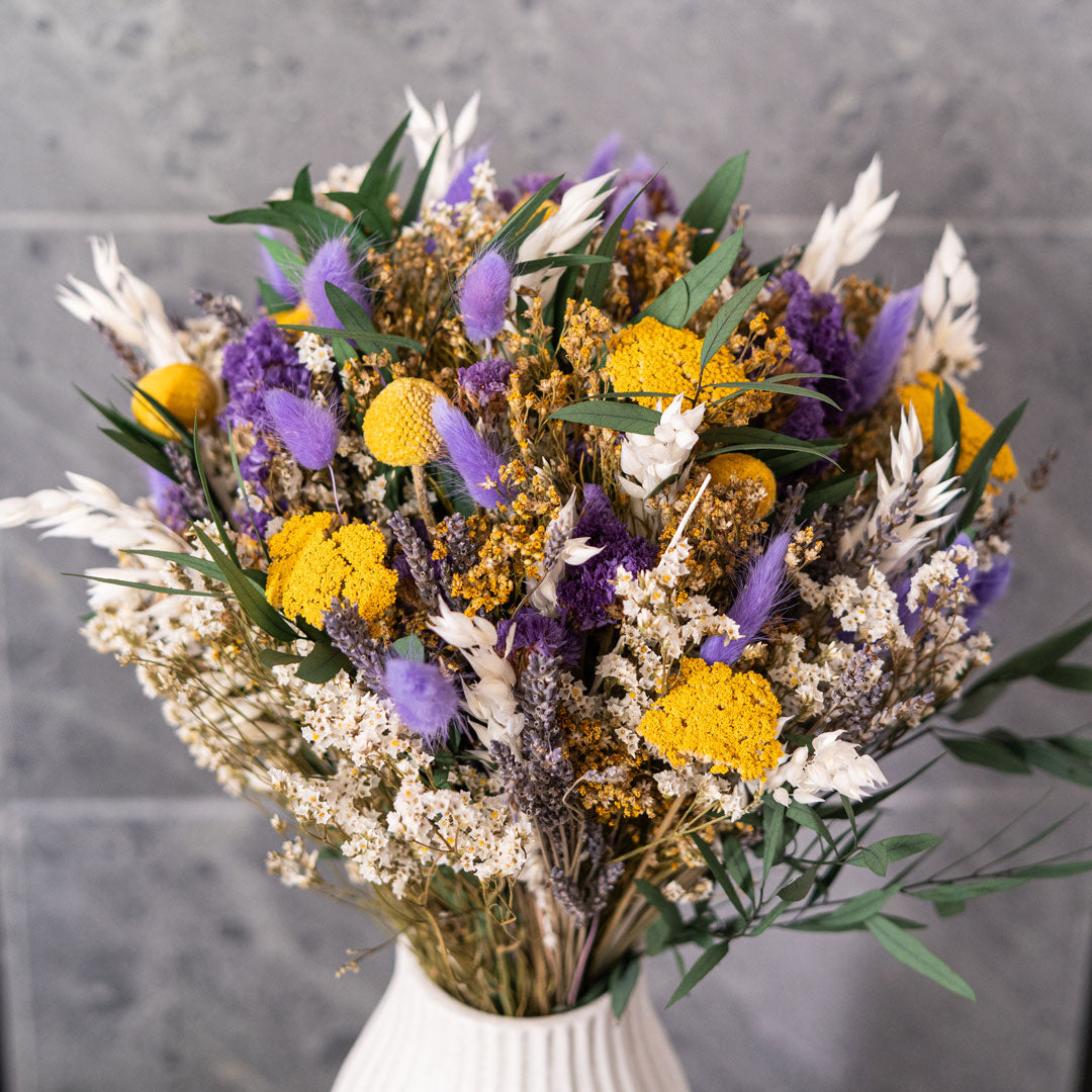 Flowrette Marceau bouquet fleurs séchées M jaune violet