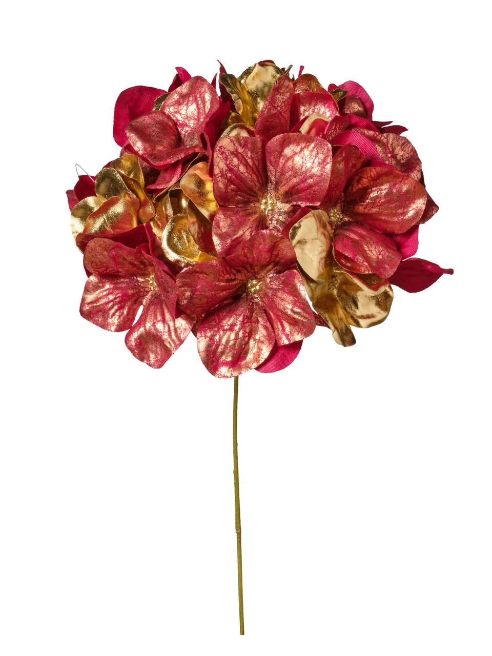 Feuillazur Rungis Hortensia Métallique Rouge 25cm Fleur