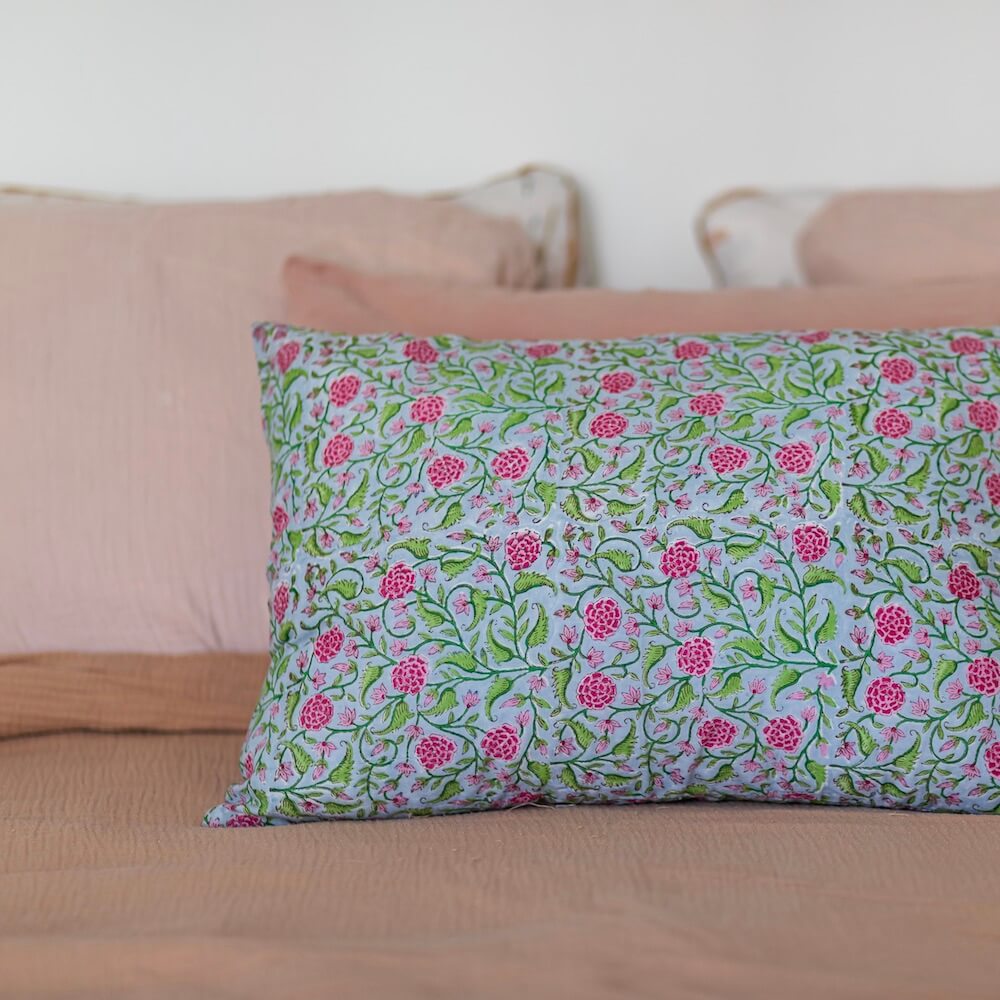 Flowrette Morena housse de coussin imprimé rose block print