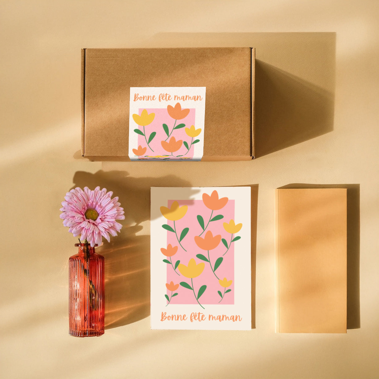 Flowrette Petit Coffret Fête des mères rose gerbera papier