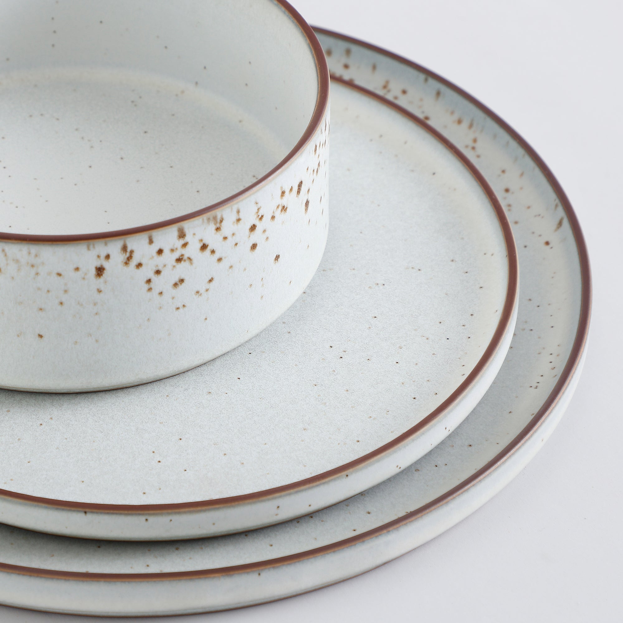 Sia Home Karlstad service 16 pièces grès blanc marron 27 cm