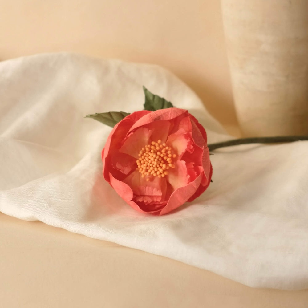 Flowrette Pivoine corail fleur en papier à l'unité