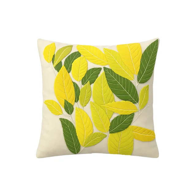 Sia Home Fresh housse de coussin 50 cm jaune feuilles