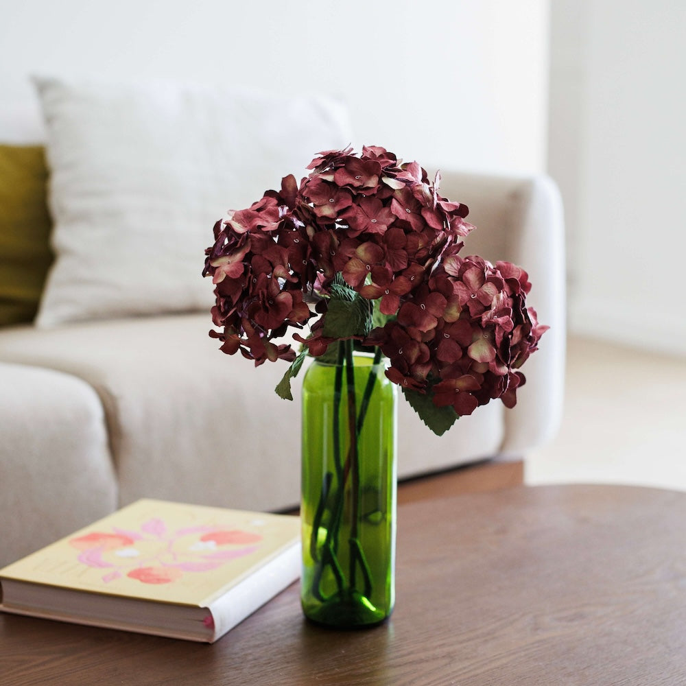 Flowrette Hortensia fleur papier prune à l'unité romantique