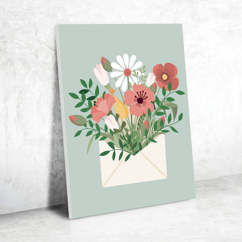 Flowrette Kit peinture par numéro enveloppe fleurie 30x40 cm