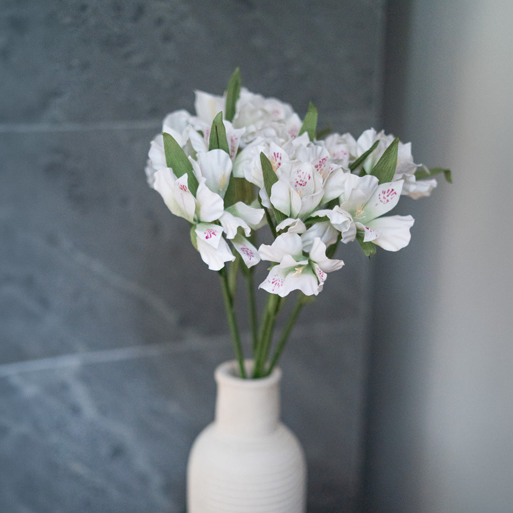 Flowrette Lys des Incas fleur papier x1 blanc vert