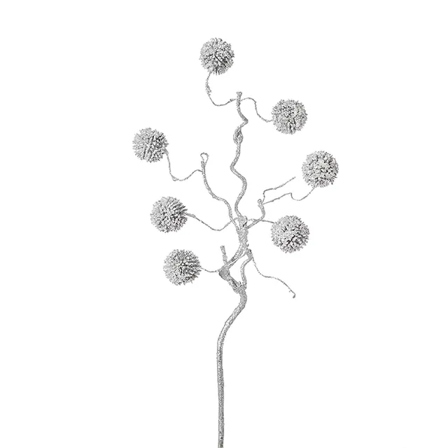 Sia Home Izia 50 cm branche pompons pailletés argenté