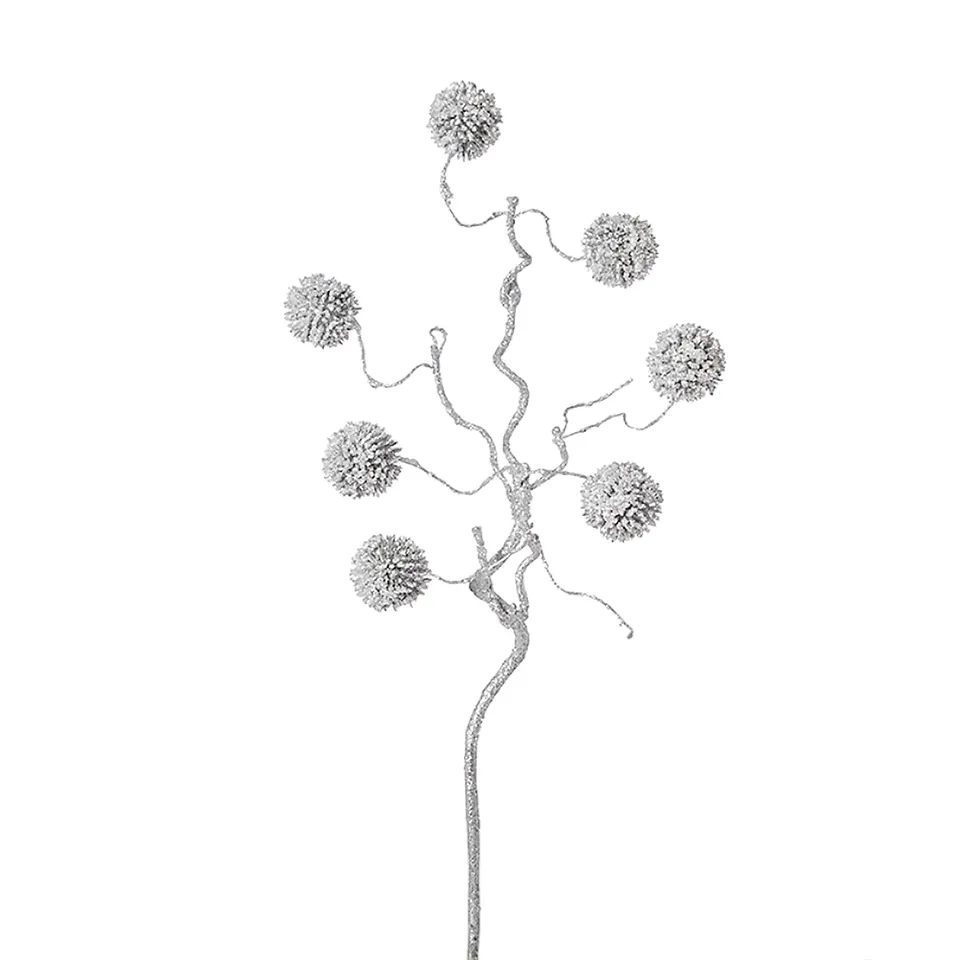 Sia Home Izia 50 cm branche pompons pailletés argenté