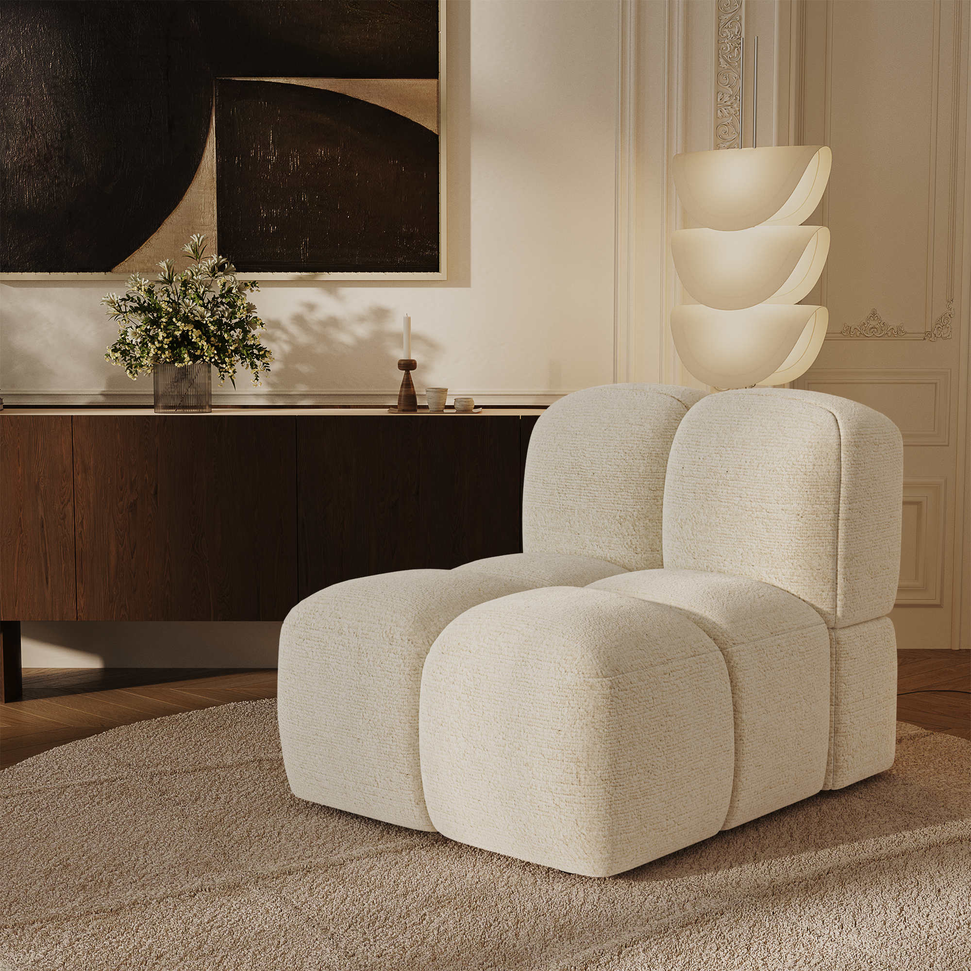 Sia Home Nubi fauteuil crème modulaire bombé confort mousse