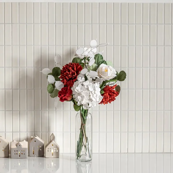 Flowrette Fleurs en papier Bouquet Botticelli blanc rouge vert