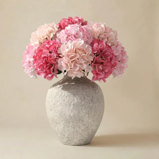 Sia Bouquets Artificiels hortensia rose 9 tiges 63 cm