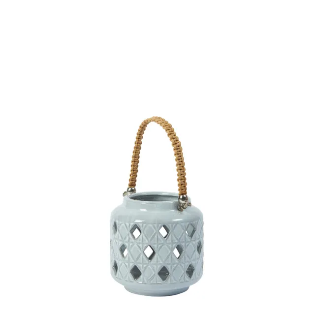 Sia Home Boho Lanterne Petit Format Grès Gris 13,5 cm