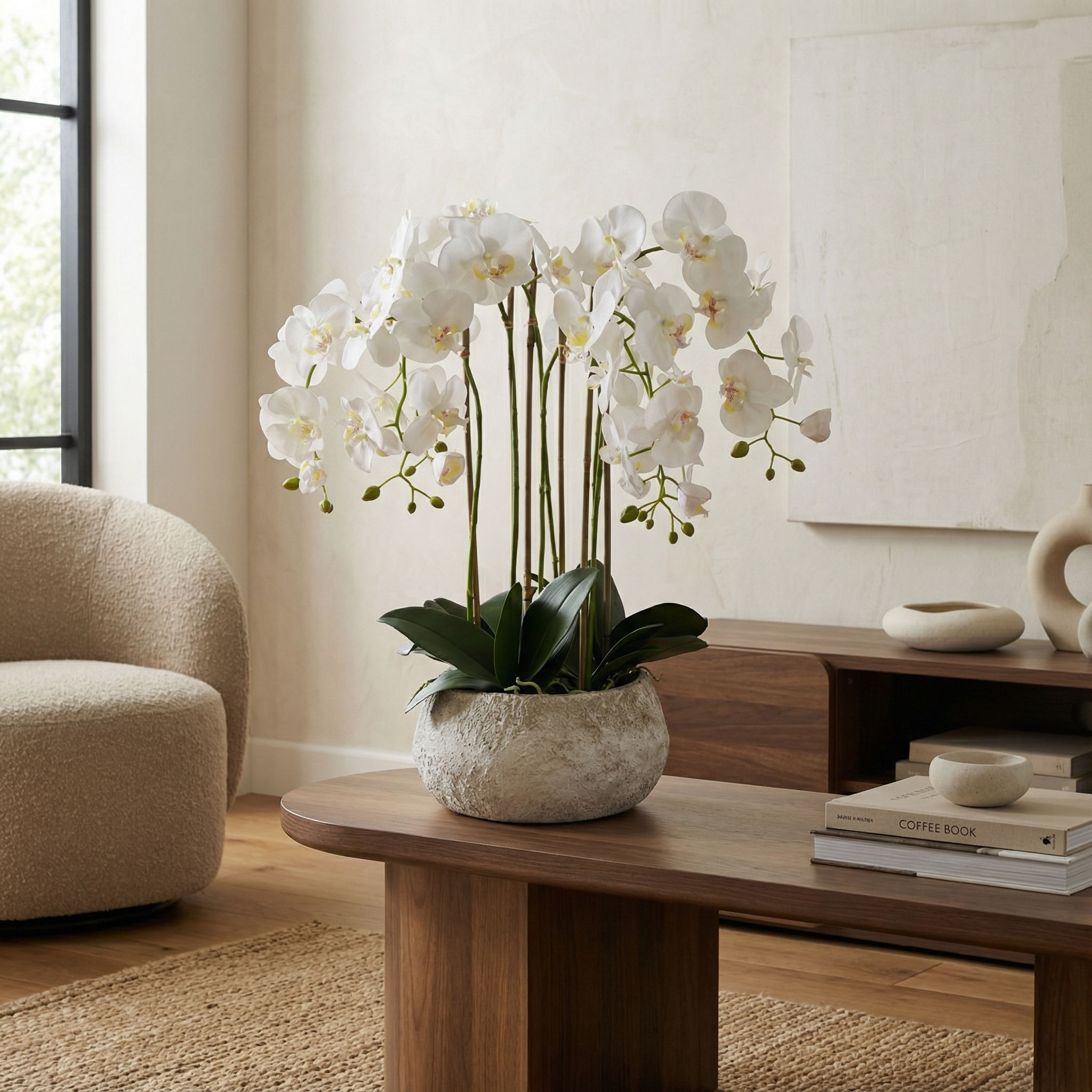 Sia Home Séréna orchidée artificielle blanc 70 cm pot