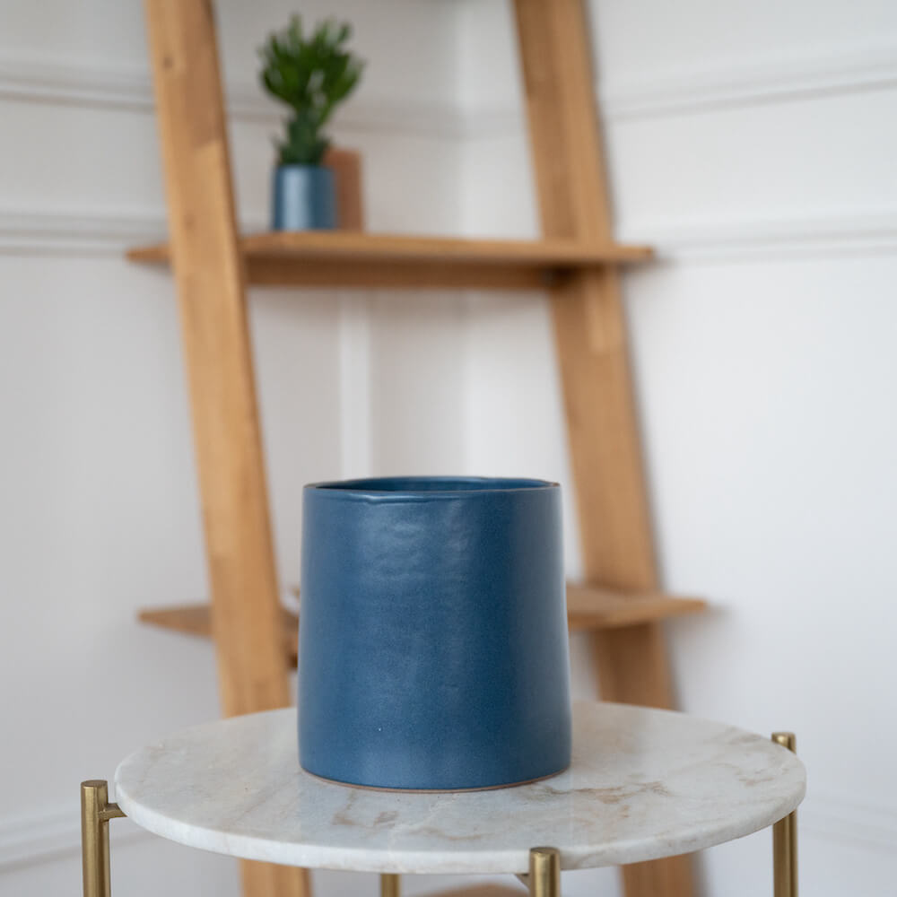 Flowrette Cache-pot céramique bleu grès mat fait main