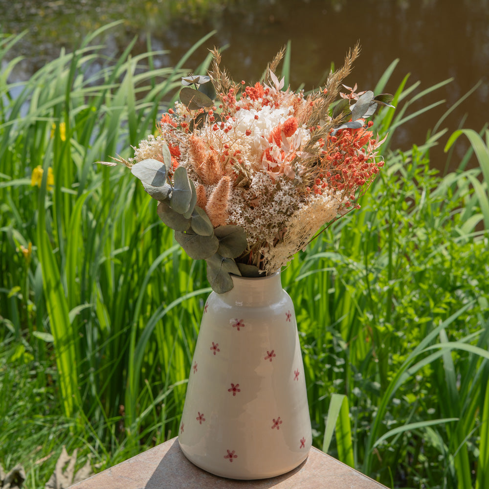 Flowrette Charles bouquet fleurs séchées taille M tons pêche