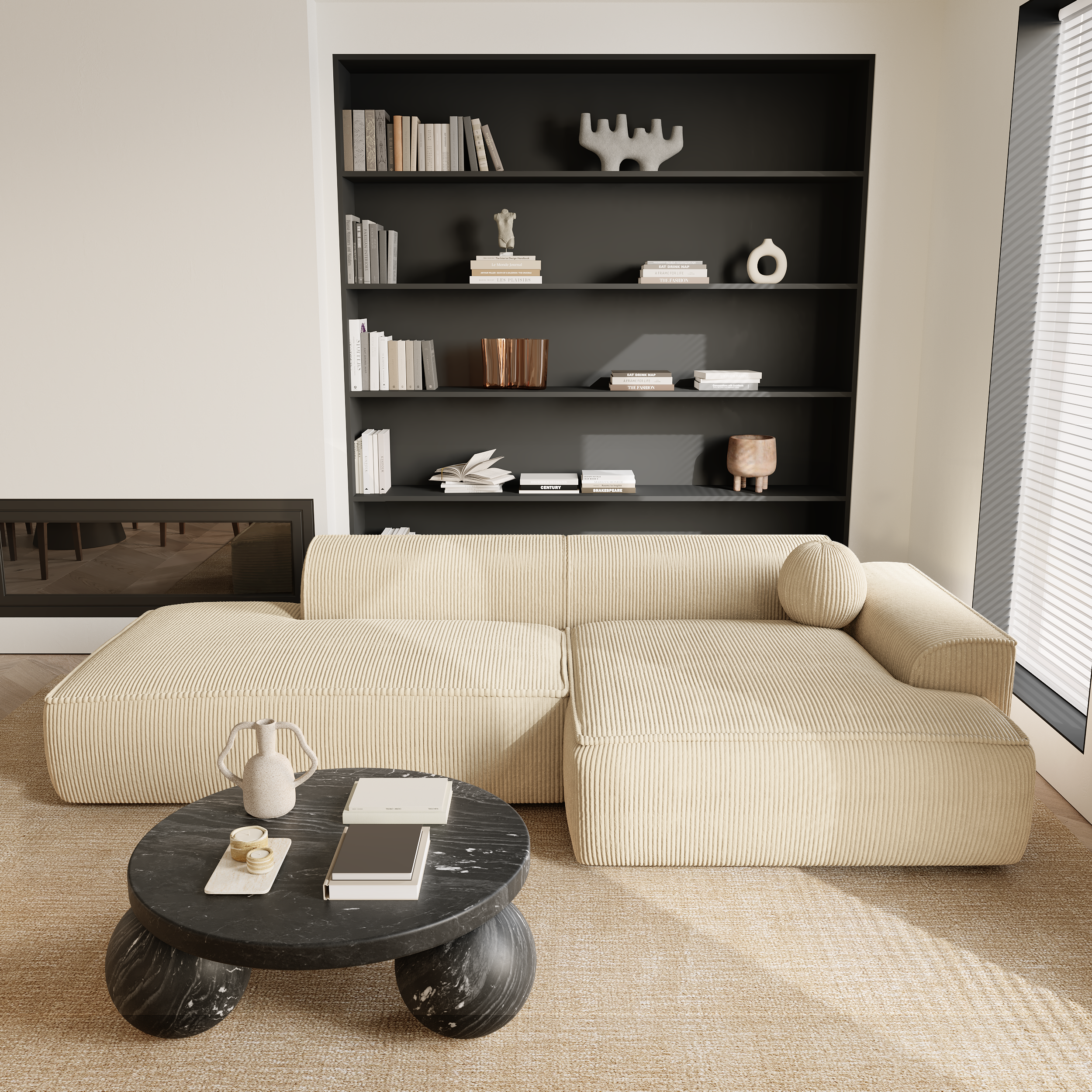 Sia Home Ania canapé angle droit taupe 5 places
