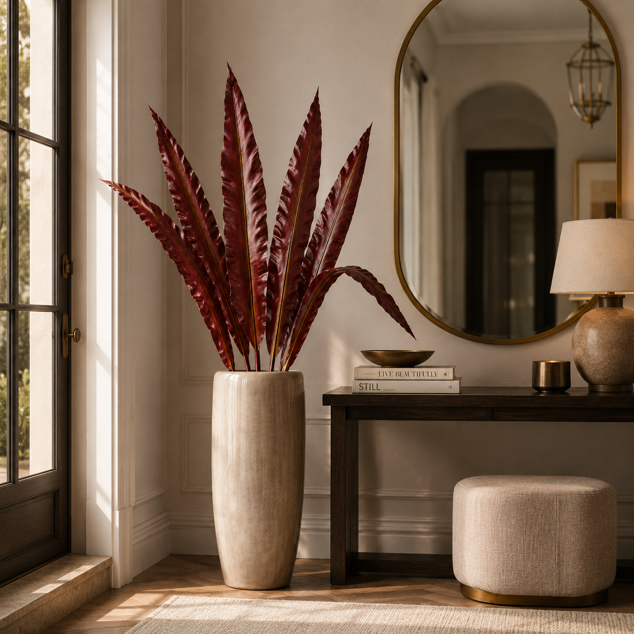 Sia Home fougère feuille artificielle bordeaux 119 cm