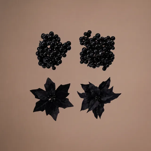 Sia Home Baies Poinsettias set 4 ornement Noël clip