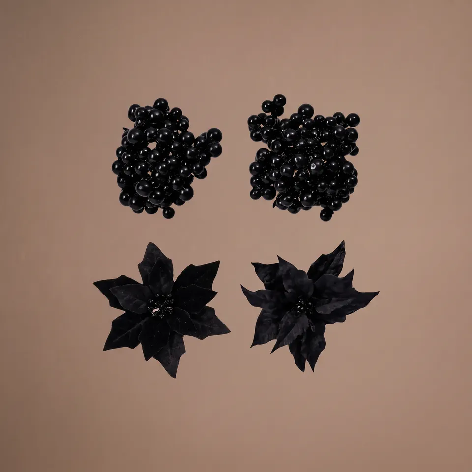 Sia Home Baies Poinsettias set 4 ornement Noël clip
