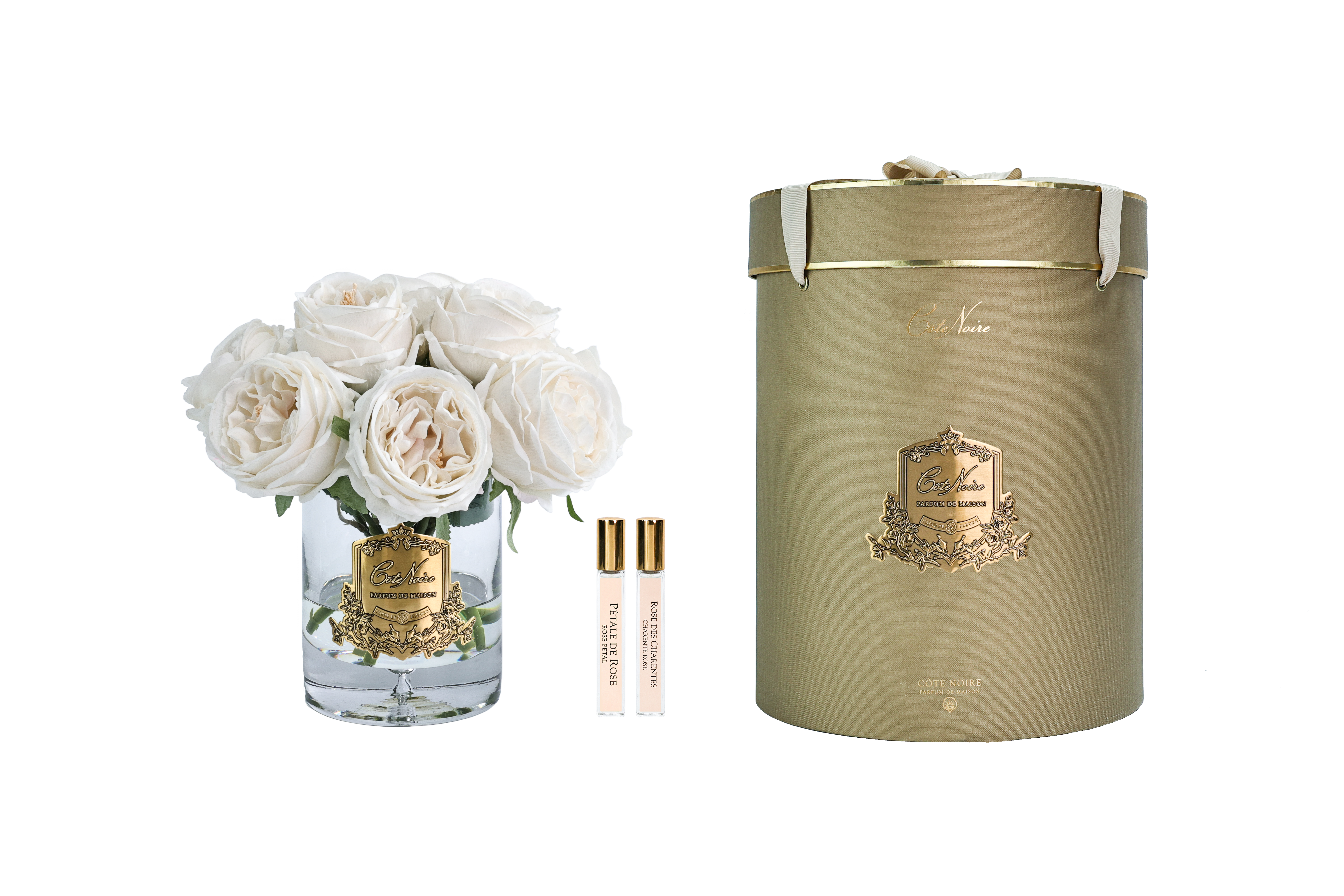 Côte Noire Garden Rose bouquet roses champagne parfumées 25cm