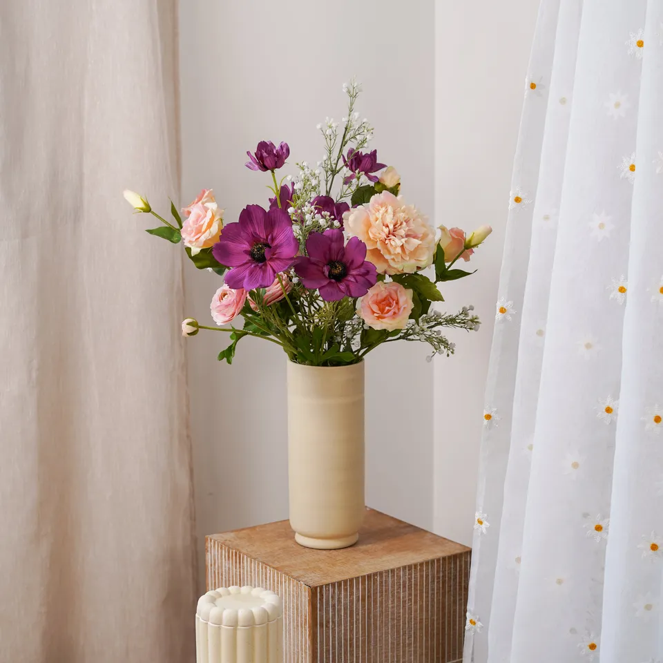 Flowrette Marjorie bouquet pivoines artificielles rose violet