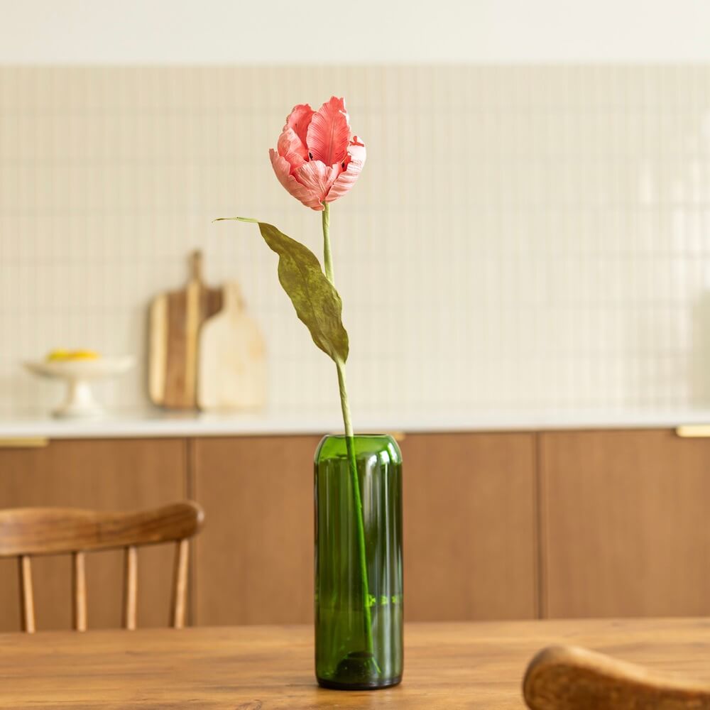 Flowrette Tulipe rose fleur en papier tige x1