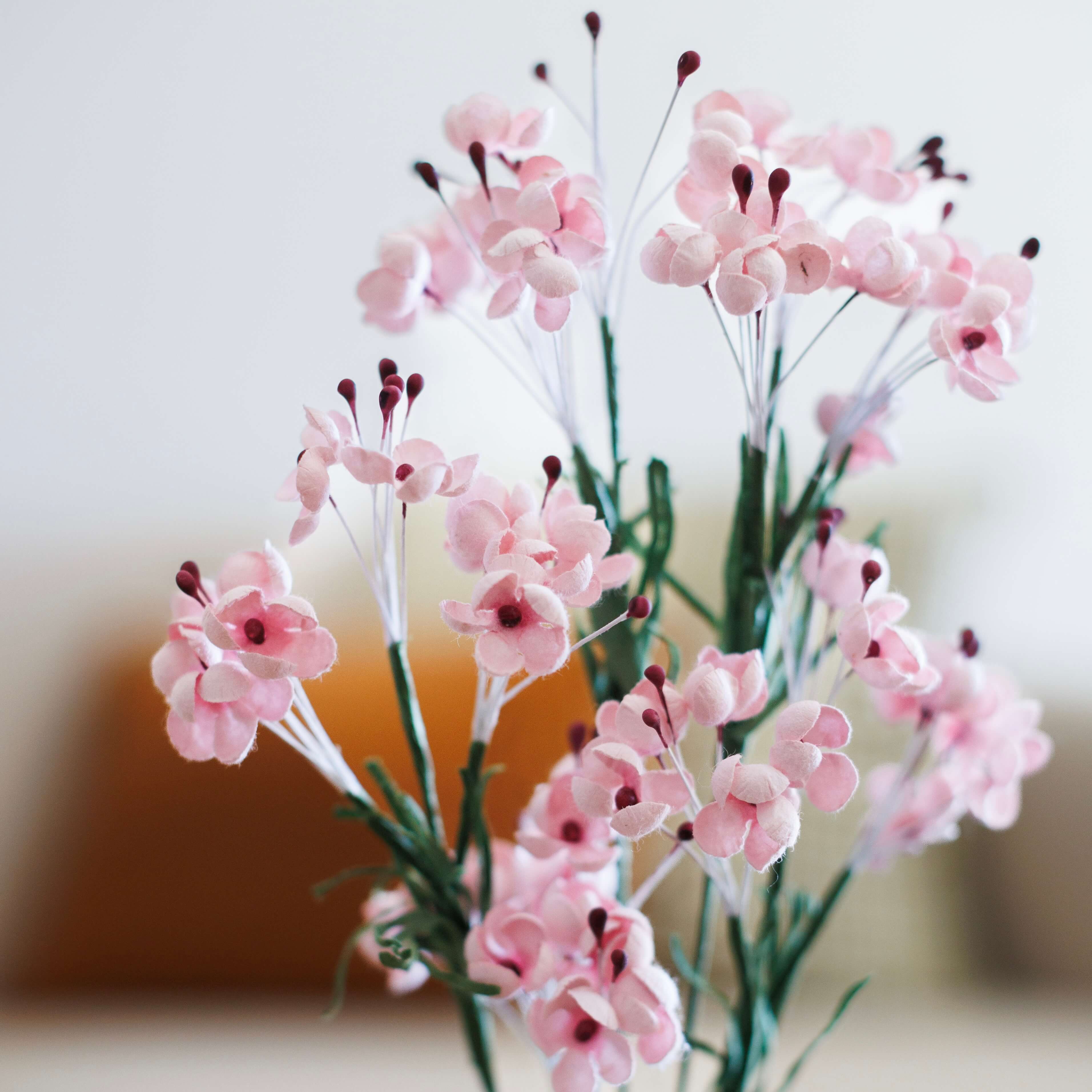Flowrette Fleurs en papier Wax rose tige x1 romantique