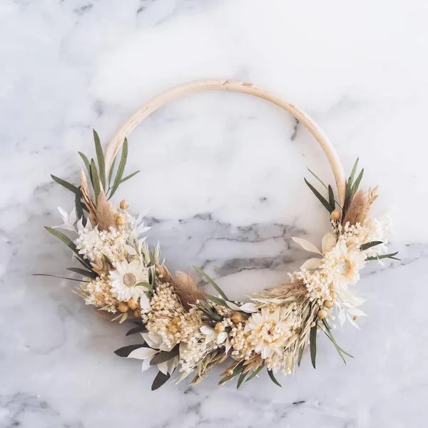 Flowrette Lombok couronne fleurs séchées beige durable