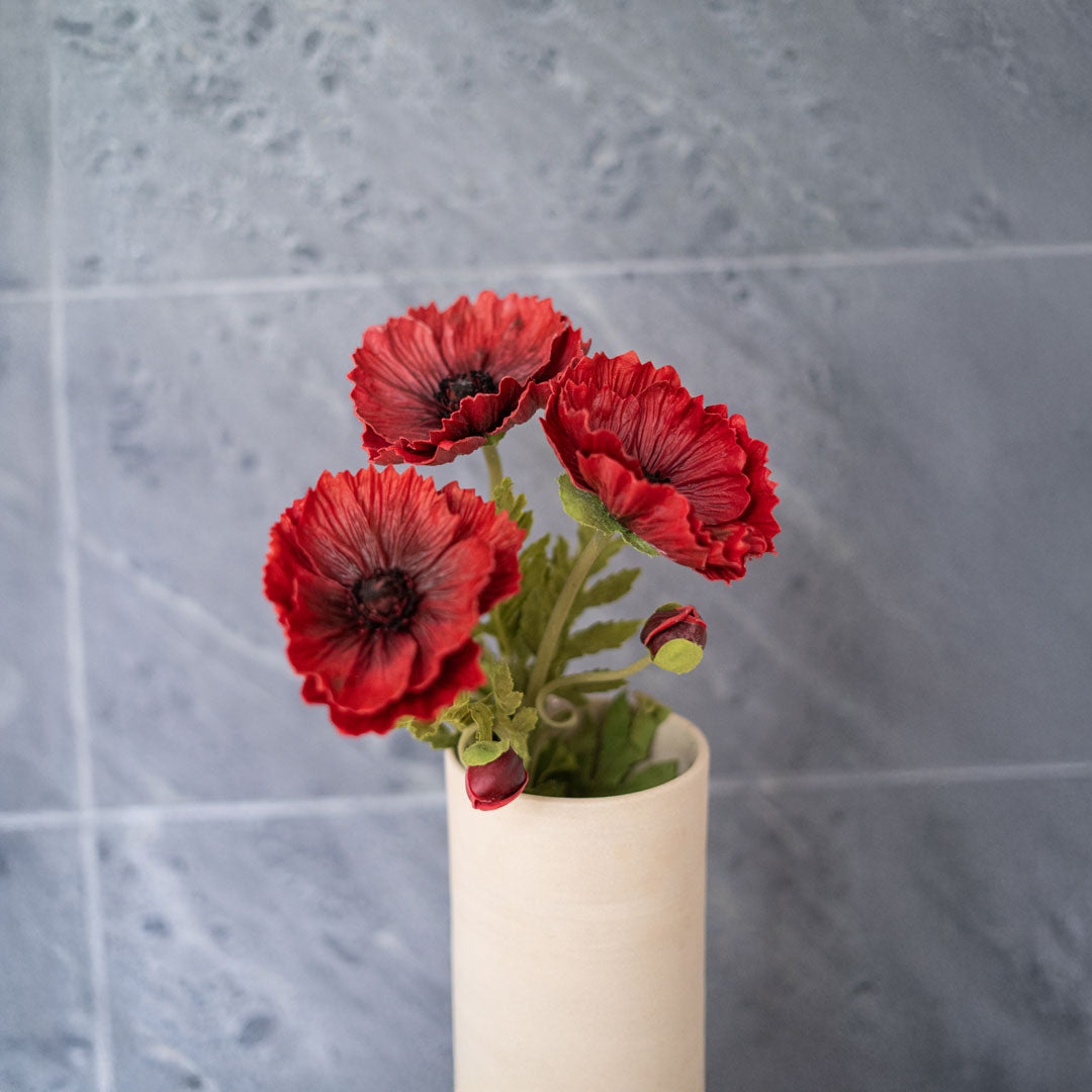 Flowrette coquelicot artificiel rouge tige x1 Real Touch