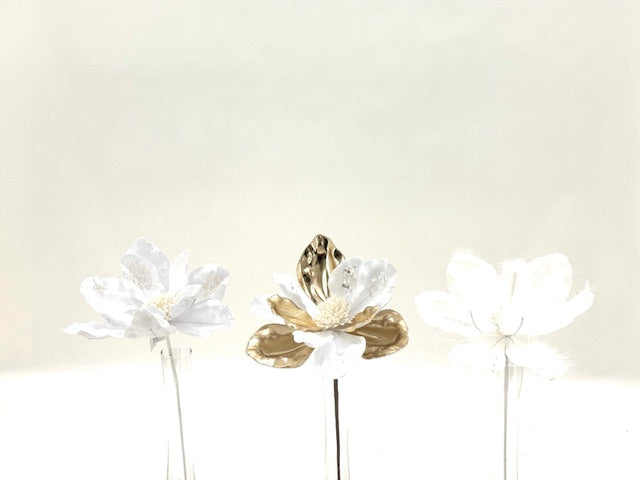 Feuillazur Rungis Magnolia blanche et doré fleur Noël 30cm