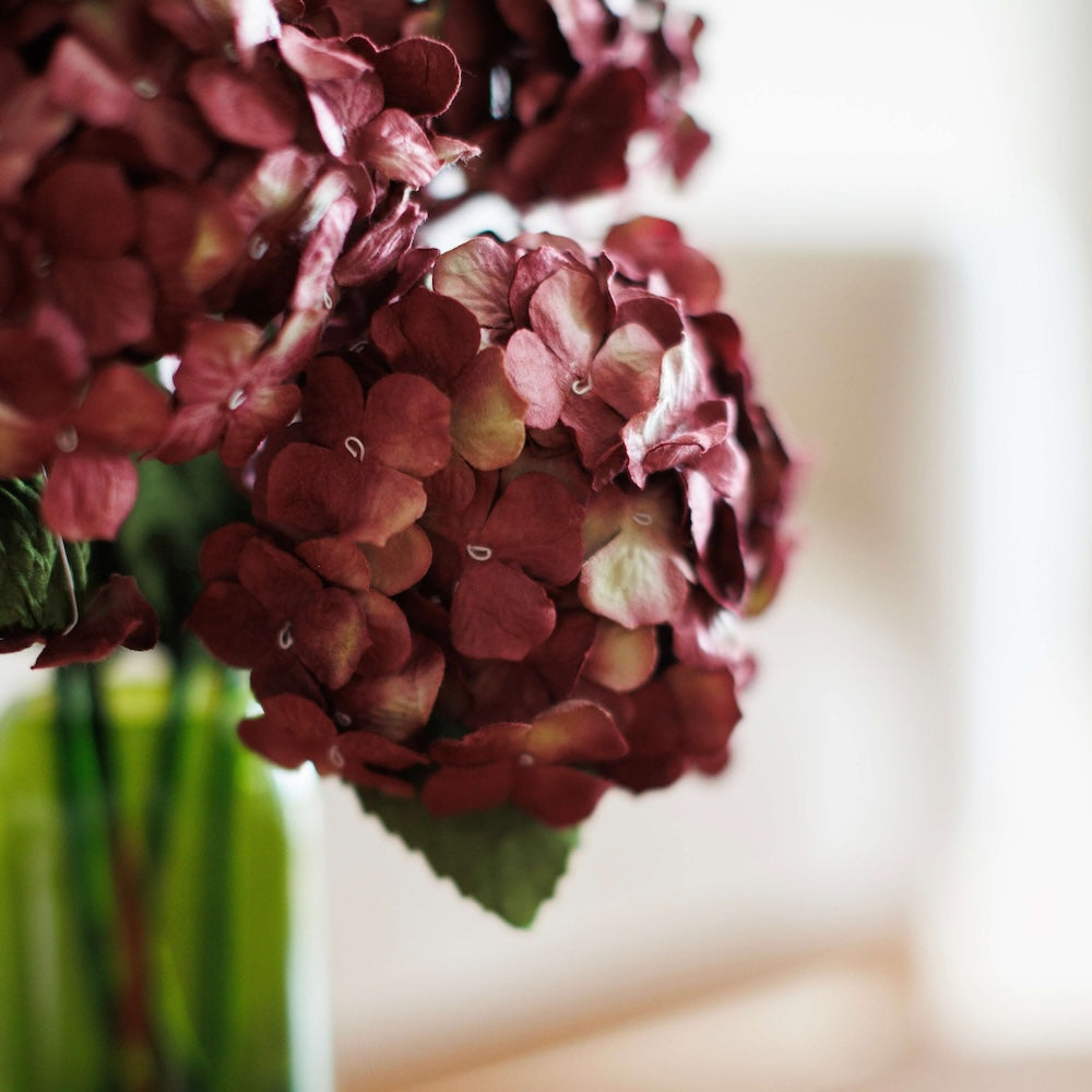 Flowrette Hortensia fleur papier prune à l'unité romantique