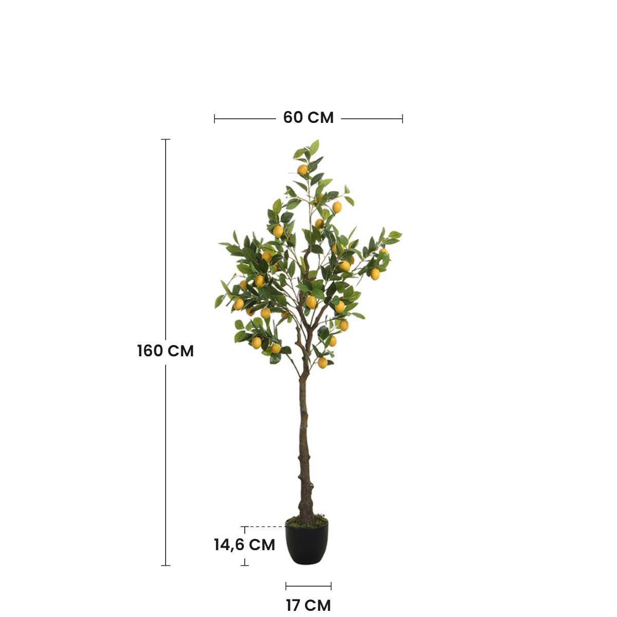 Sia Home Arbres citronnier artificiel en pot vert 160 cm