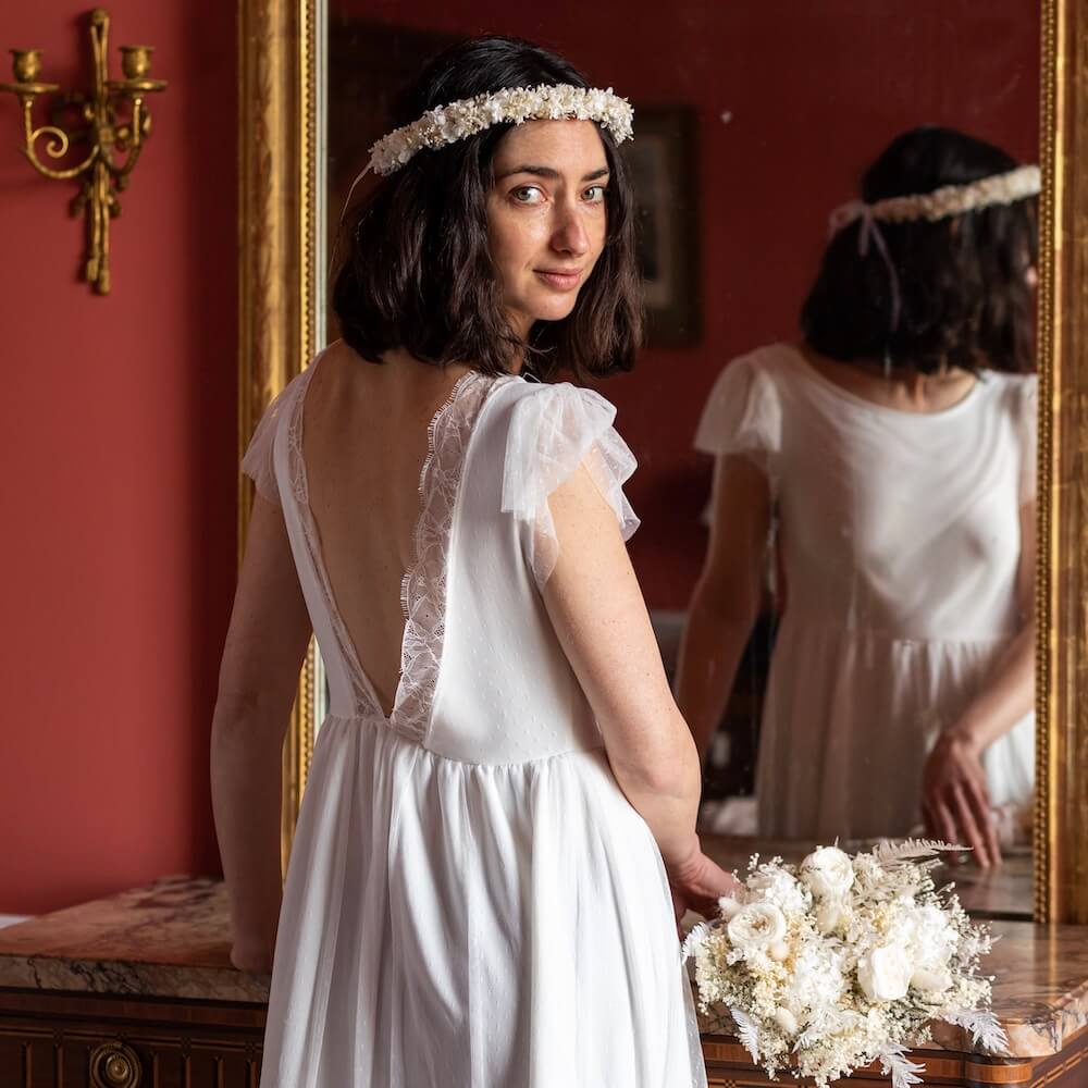 Flowrette Louise couronne fleurs séchées mariage