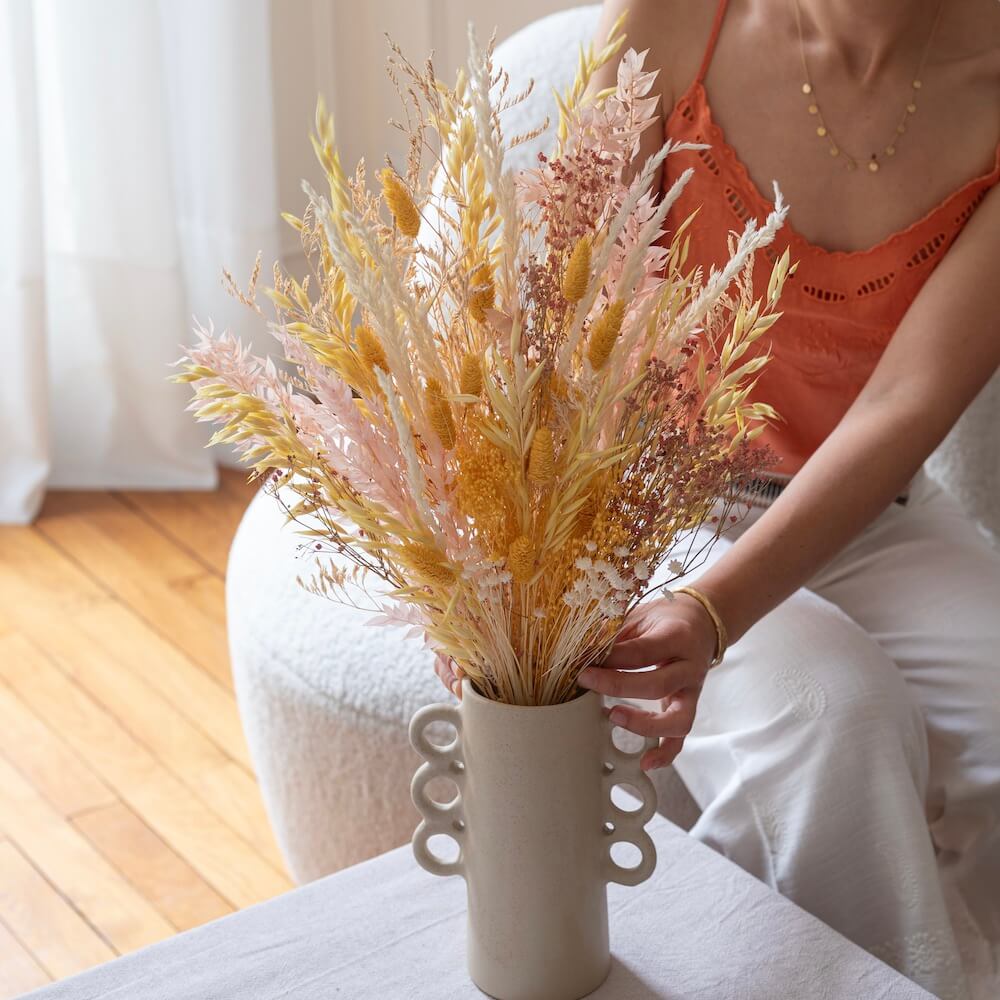 Flowrette Évasion bouquet fleurs séchées pastel à poser