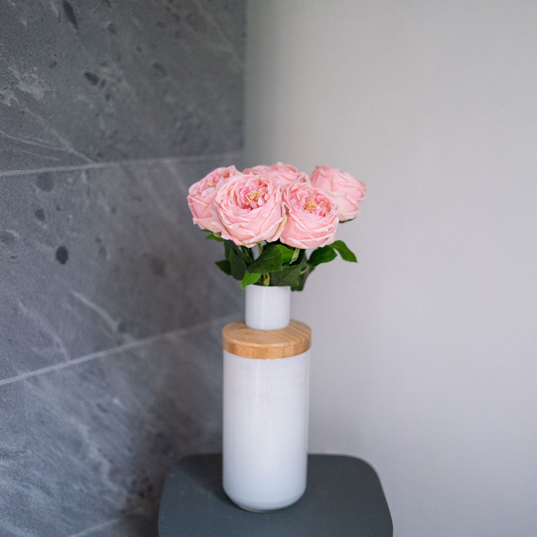 Flowrette Rose rose pâle fleur artificielle x1 Real Touch